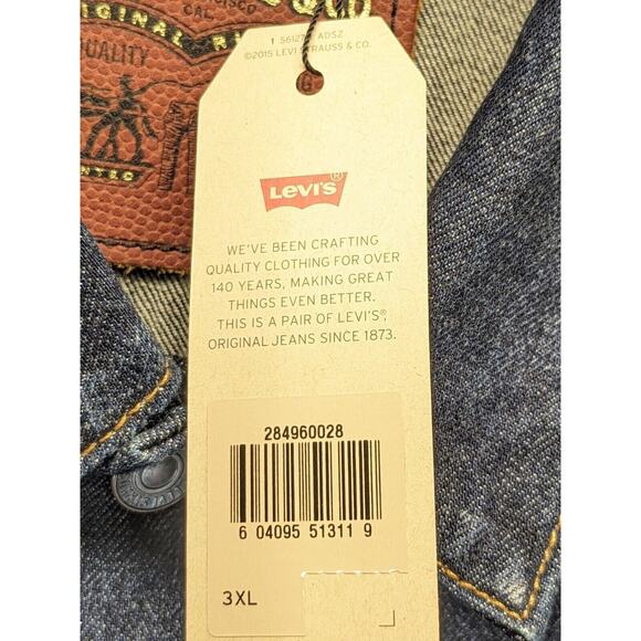 Levis Mens NFL Green Bay Packers Navy Blue Denim Jean Trucker Jacket 3XL NWT NOS - Picture 7 of 15